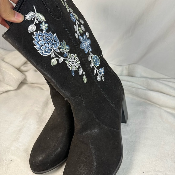 Luoika Women's Wide Width Cowboy Cowgirl Boots - Calf Pointed Toe Pump 11.5W - Picture 13 of 13